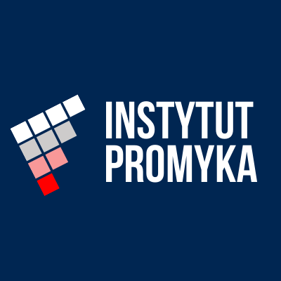 Logo Instytutu Promyka na niebieskim tle